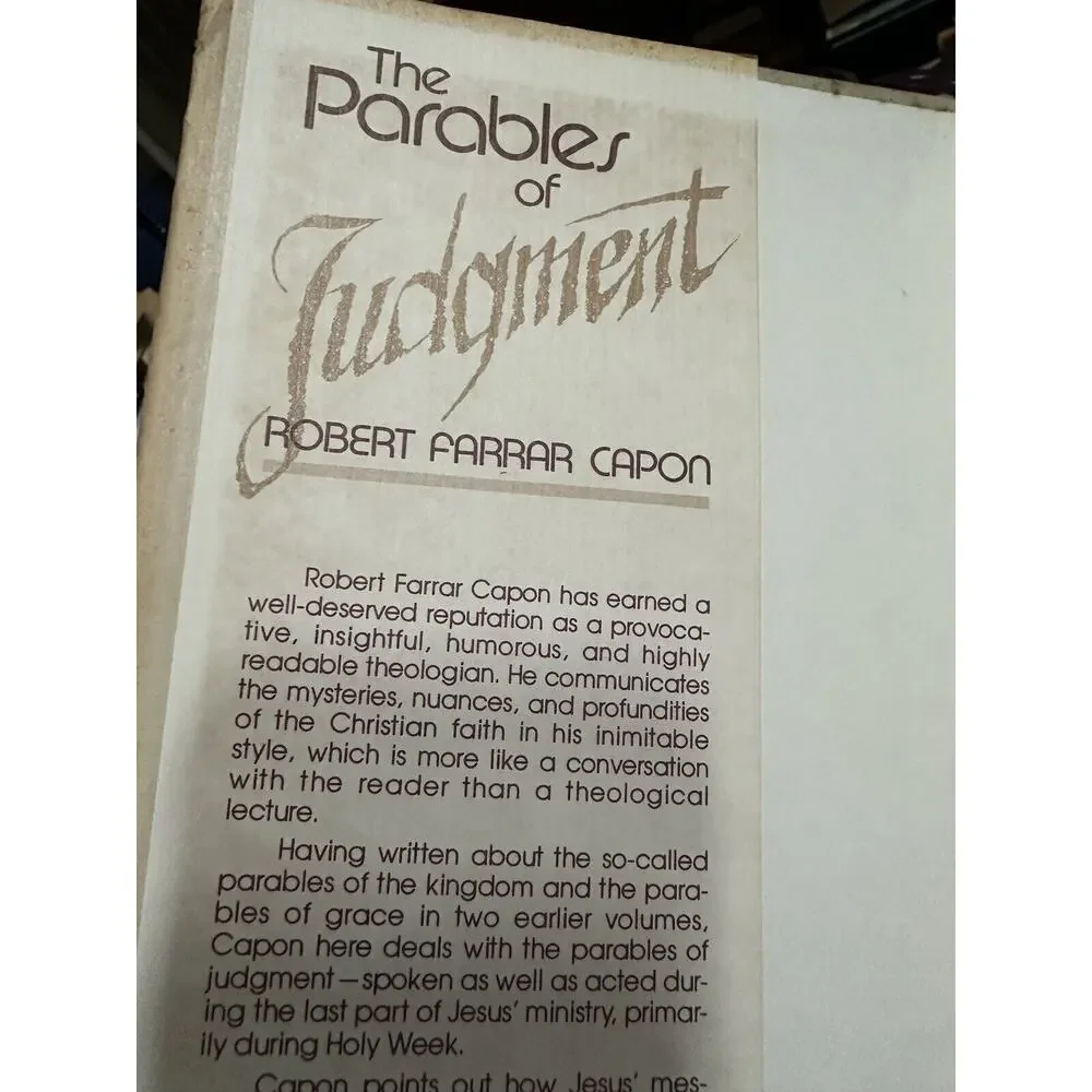 Parables of Judgment by Robert‎ Farrar Capon. (1989, Hardcover).
